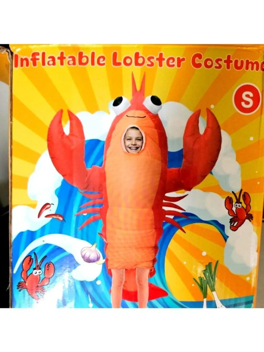 Inflatable Lobster Costume Kids 7-12 Mr Crabs SpongeBob Crawfish Red Halloween